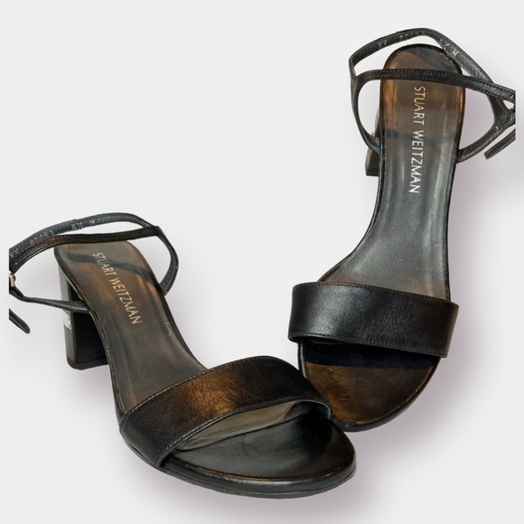 Stuart Weitzman Silver Block Heel with Straps Size 8.5 - Picture 1 of 9